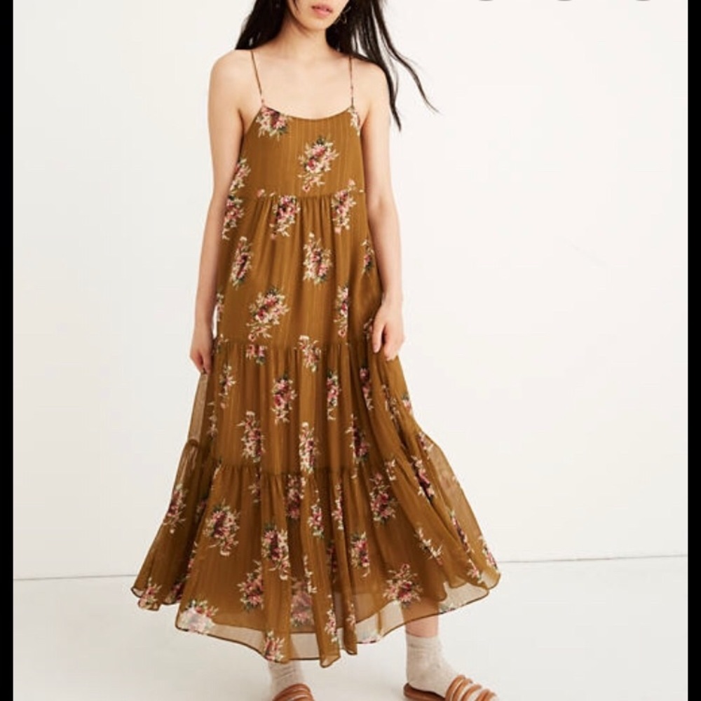 Madewell cami tier midi dress in classic corsage